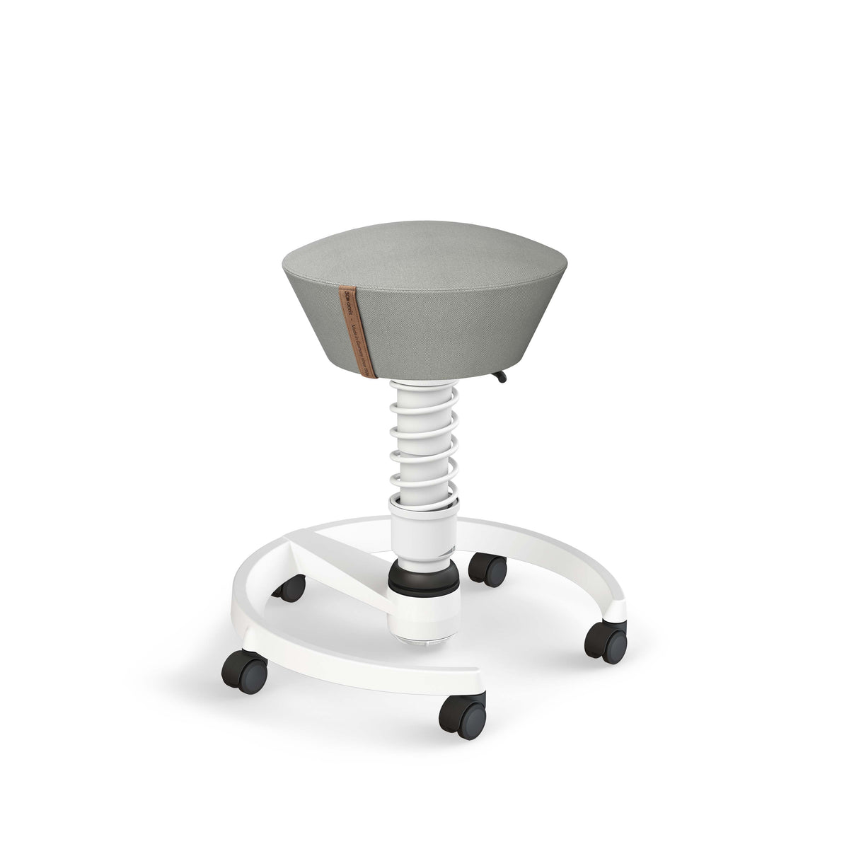 Swopper active chair, light grey Musa fabric, white base, castors