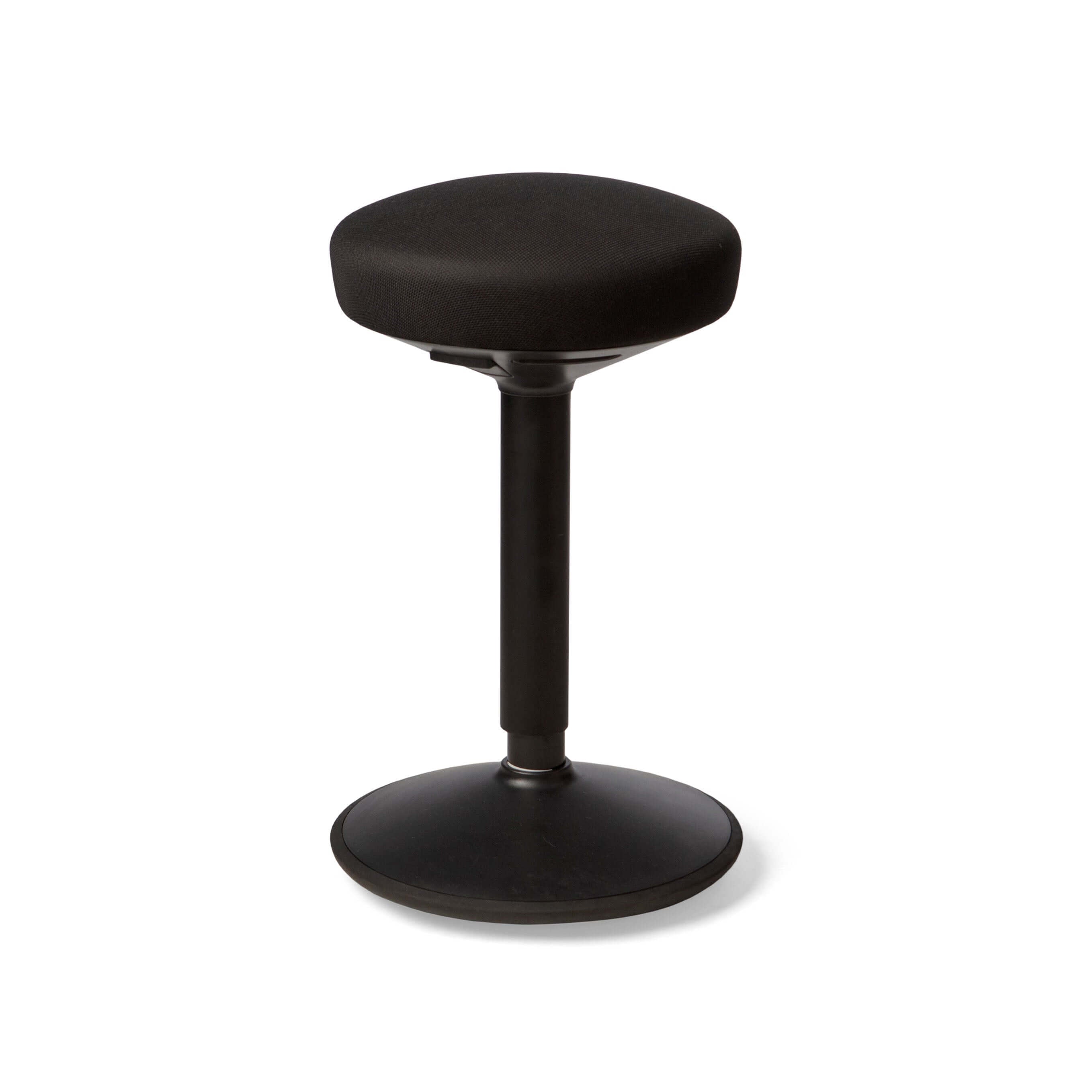Black FitSit activity chair with ergonomic design for active sitting and adjustable height, promoting mobility and comfort.