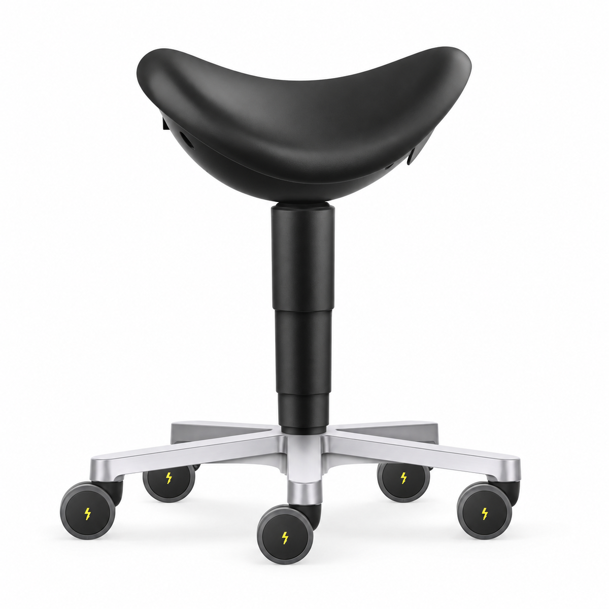 ESD Stool saddle chair, black artificial leather