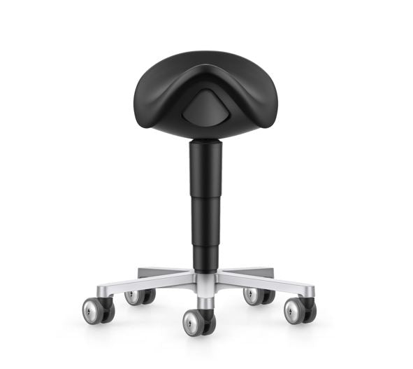 Stool Cleanroom Saddle Stool, Black Artificial Leather