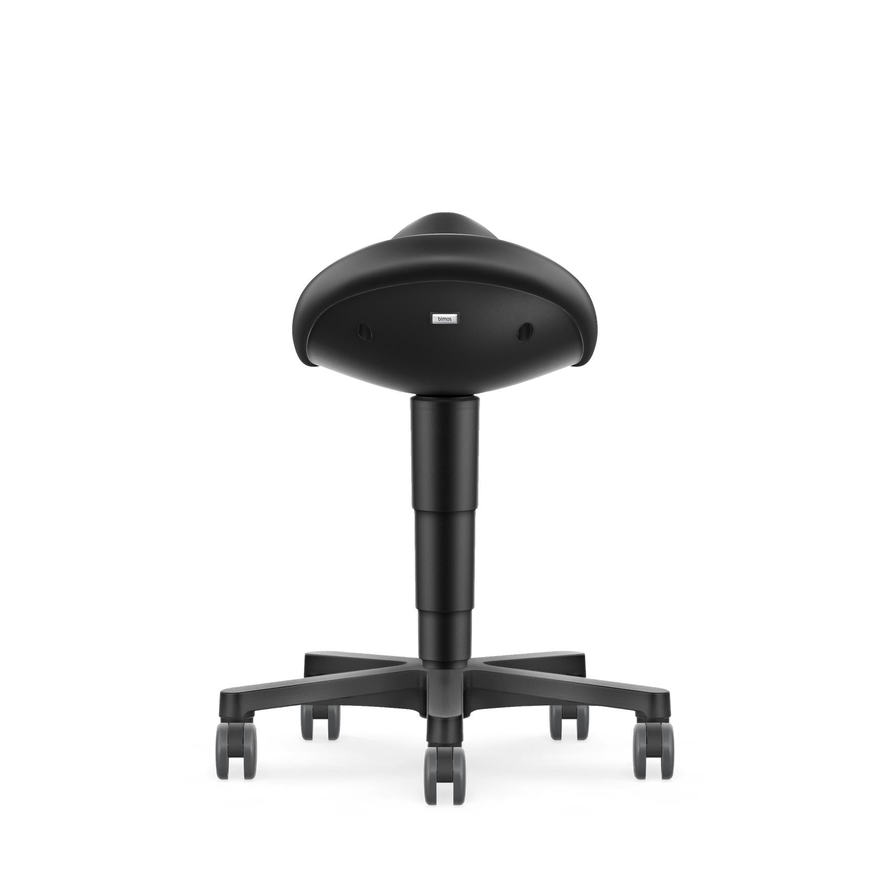 Stool saddle chair, black artificial leather