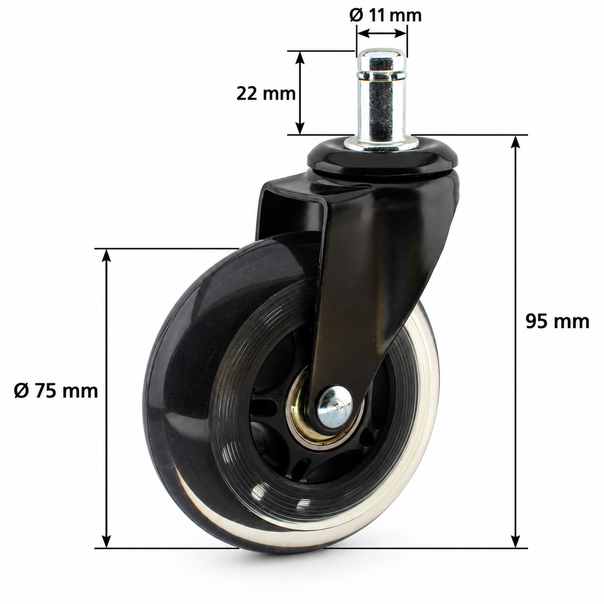 Inline polyurethane castors - 5 pcs