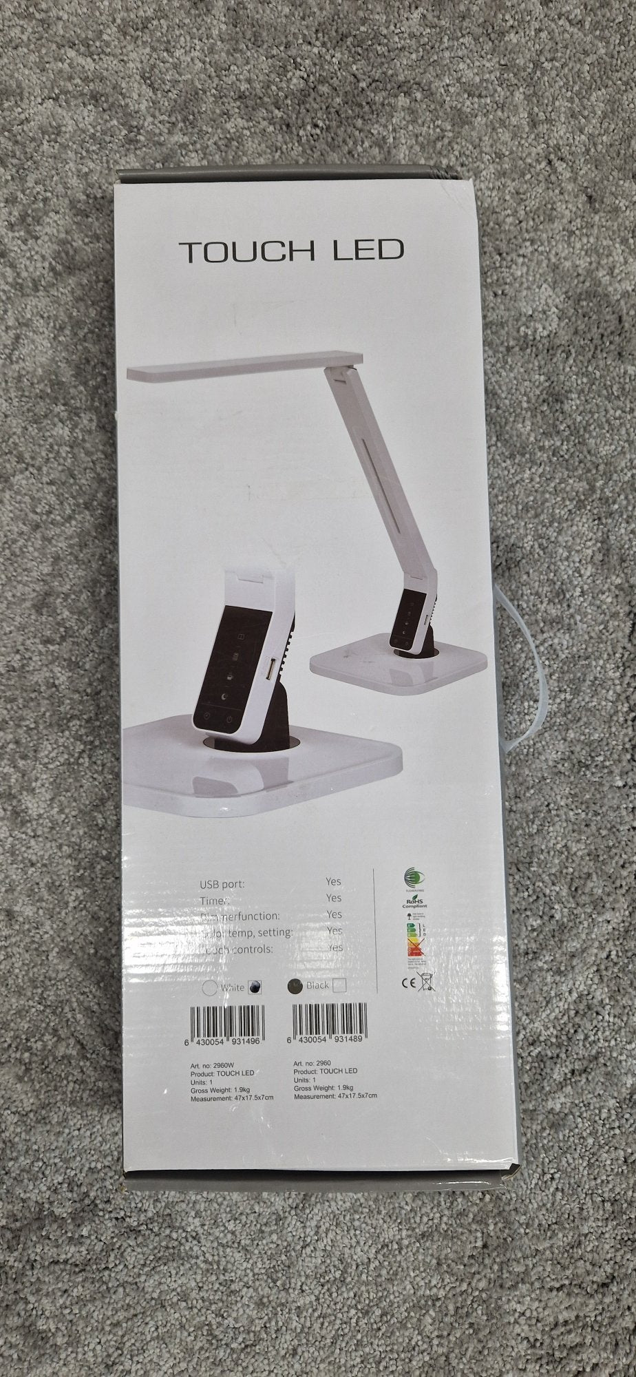 Outlet - Touch Led desk lamp, white - open box