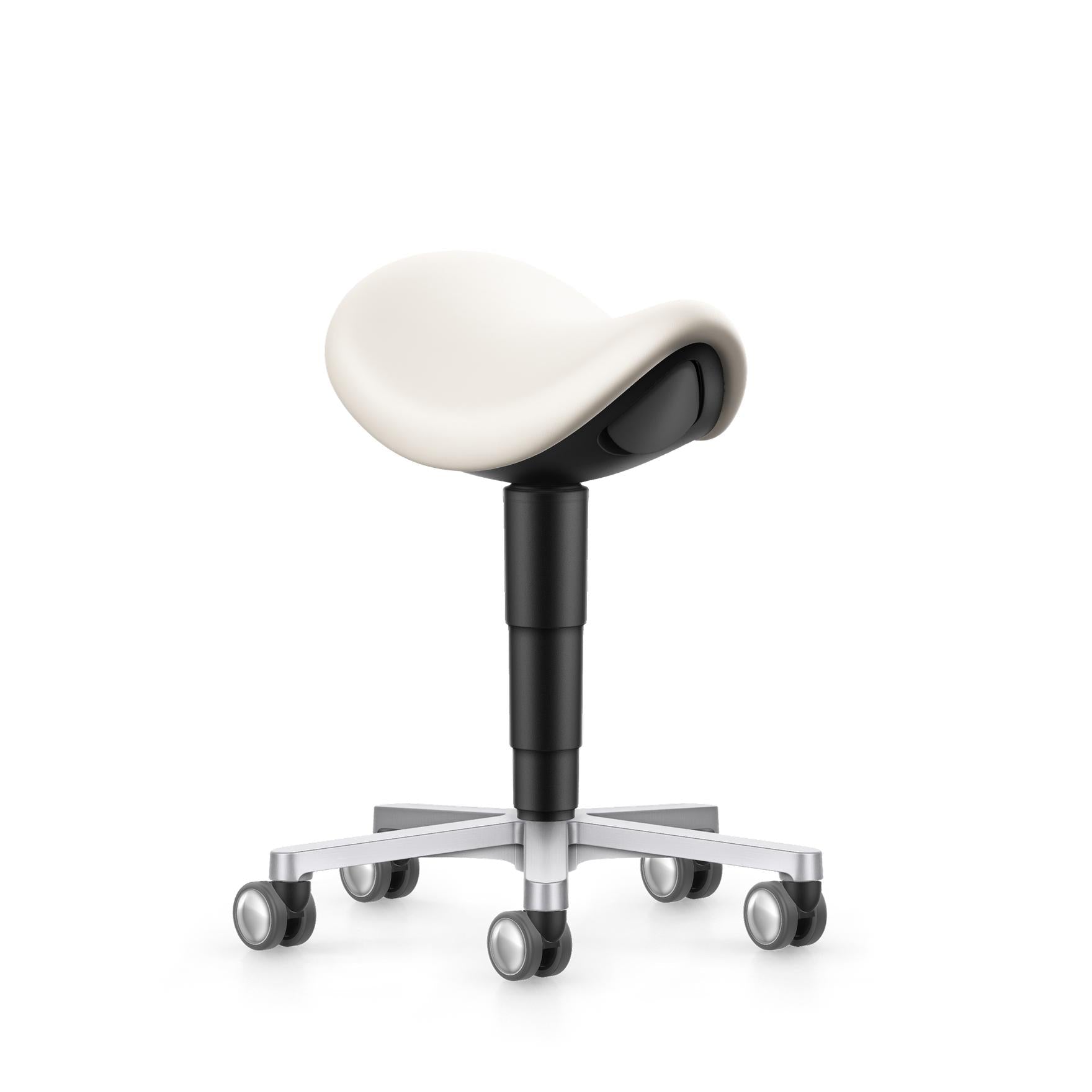Stool laboratory/medical saddle chair, light beige artificial leather
