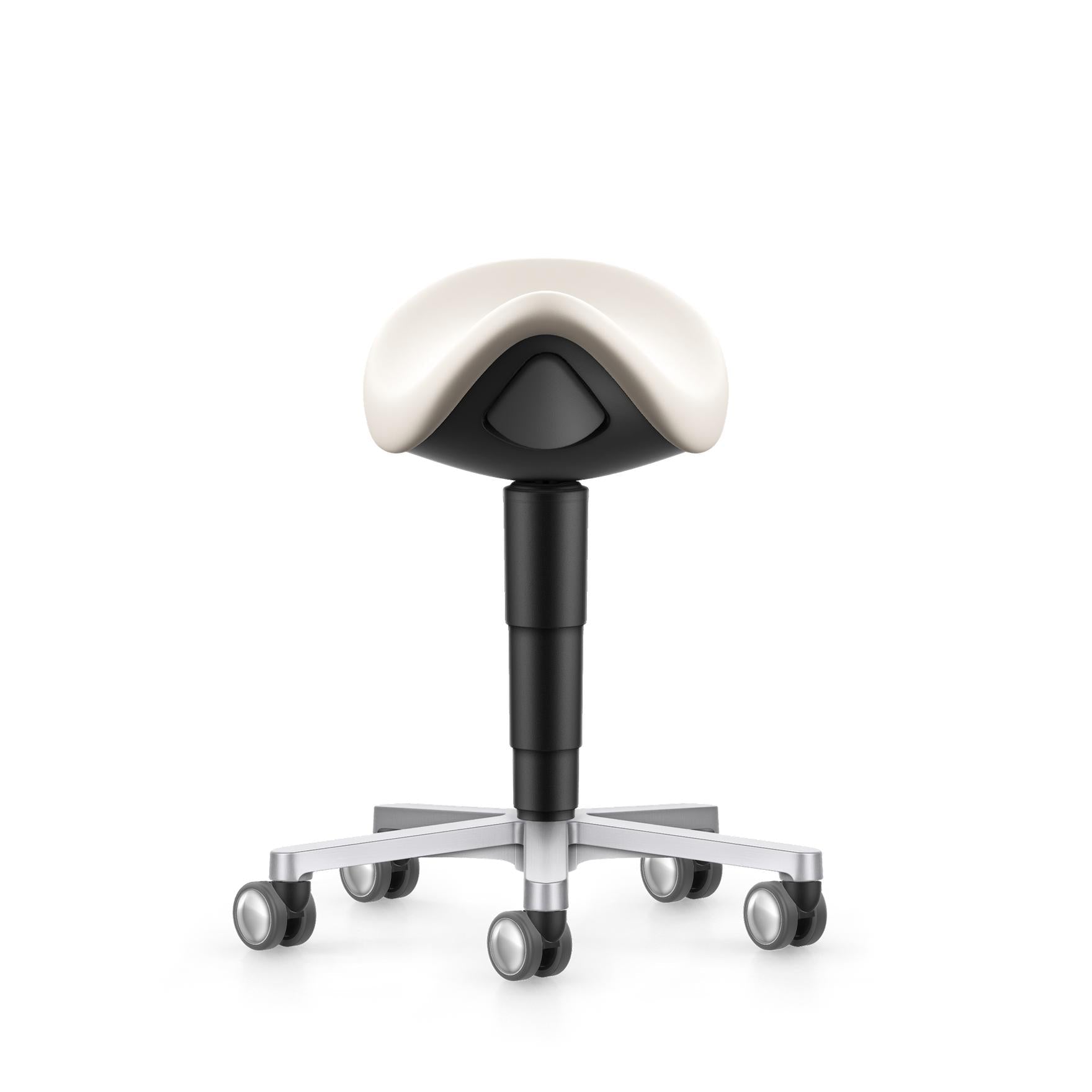 Stool laboratory/medical saddle chair, light beige artificial leather