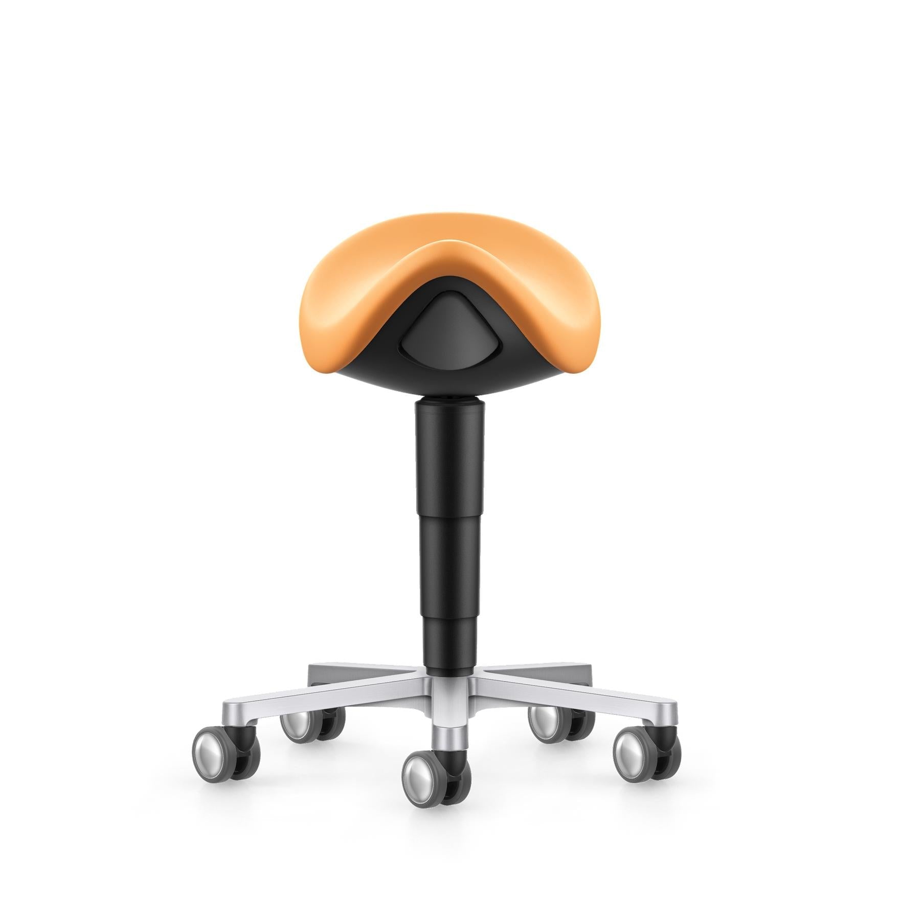 Stool laboratory/medical saddle chair, apricot artificial leather