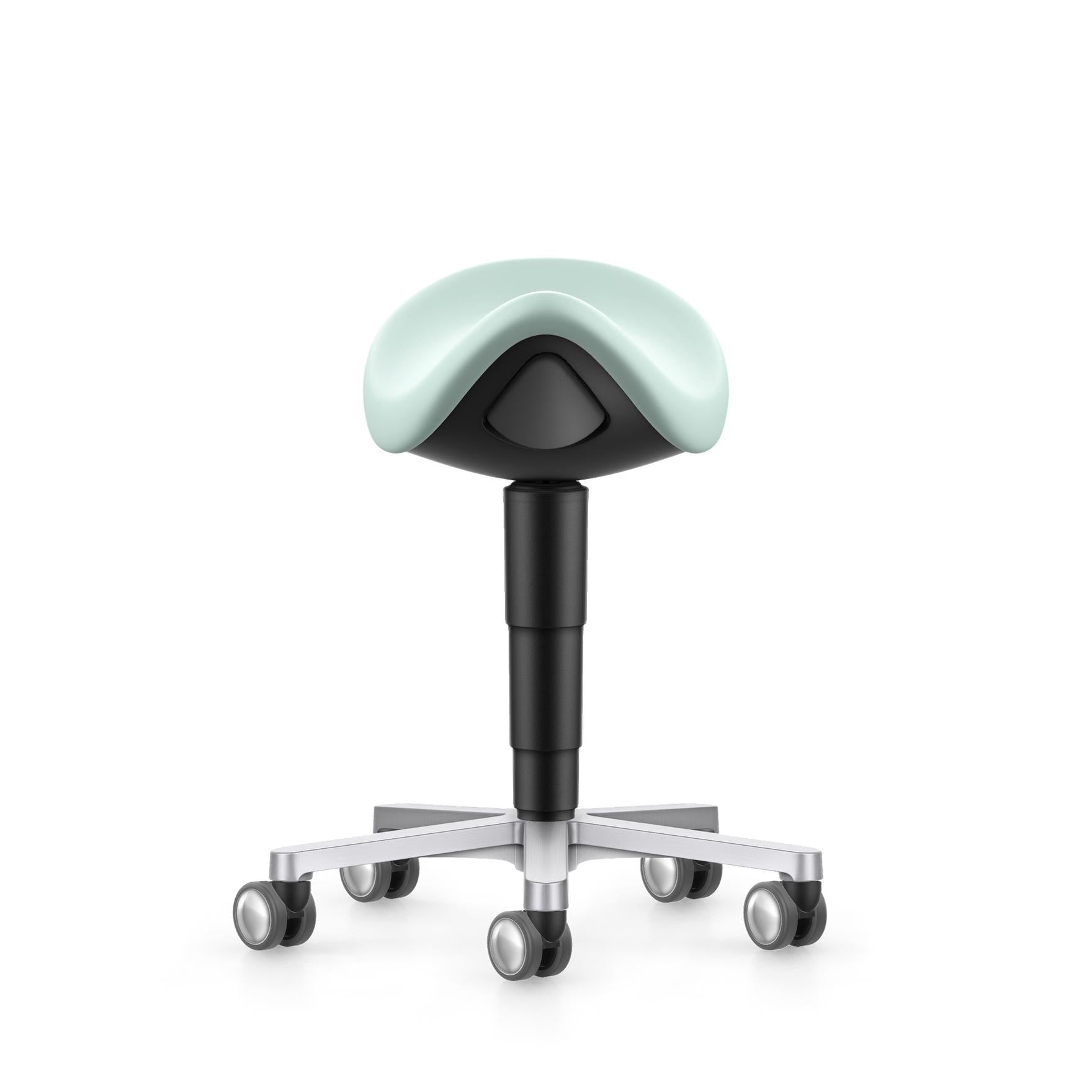 Stool laboratory/medical saddle chair, mint green artificial leather