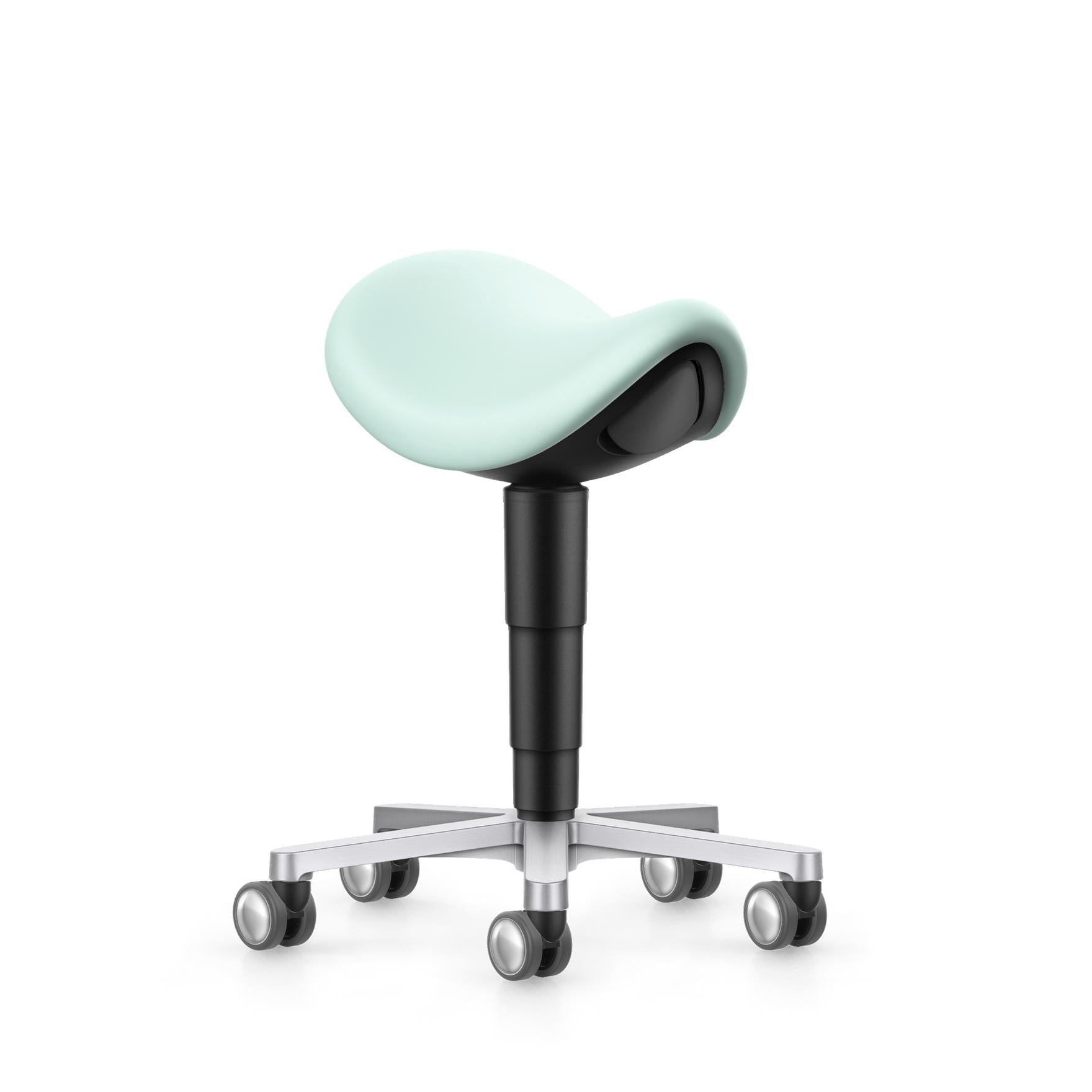 Stool laboratory/medical saddle chair, mint green artificial leather