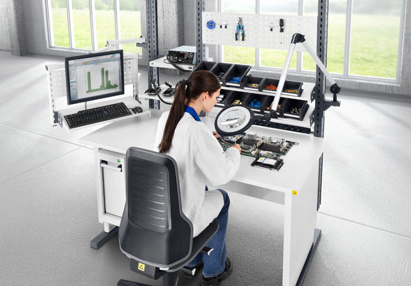 Neon 2 ESD Work Chair, synchro mechanism – 4D armrests – Duotec fabric upholstery