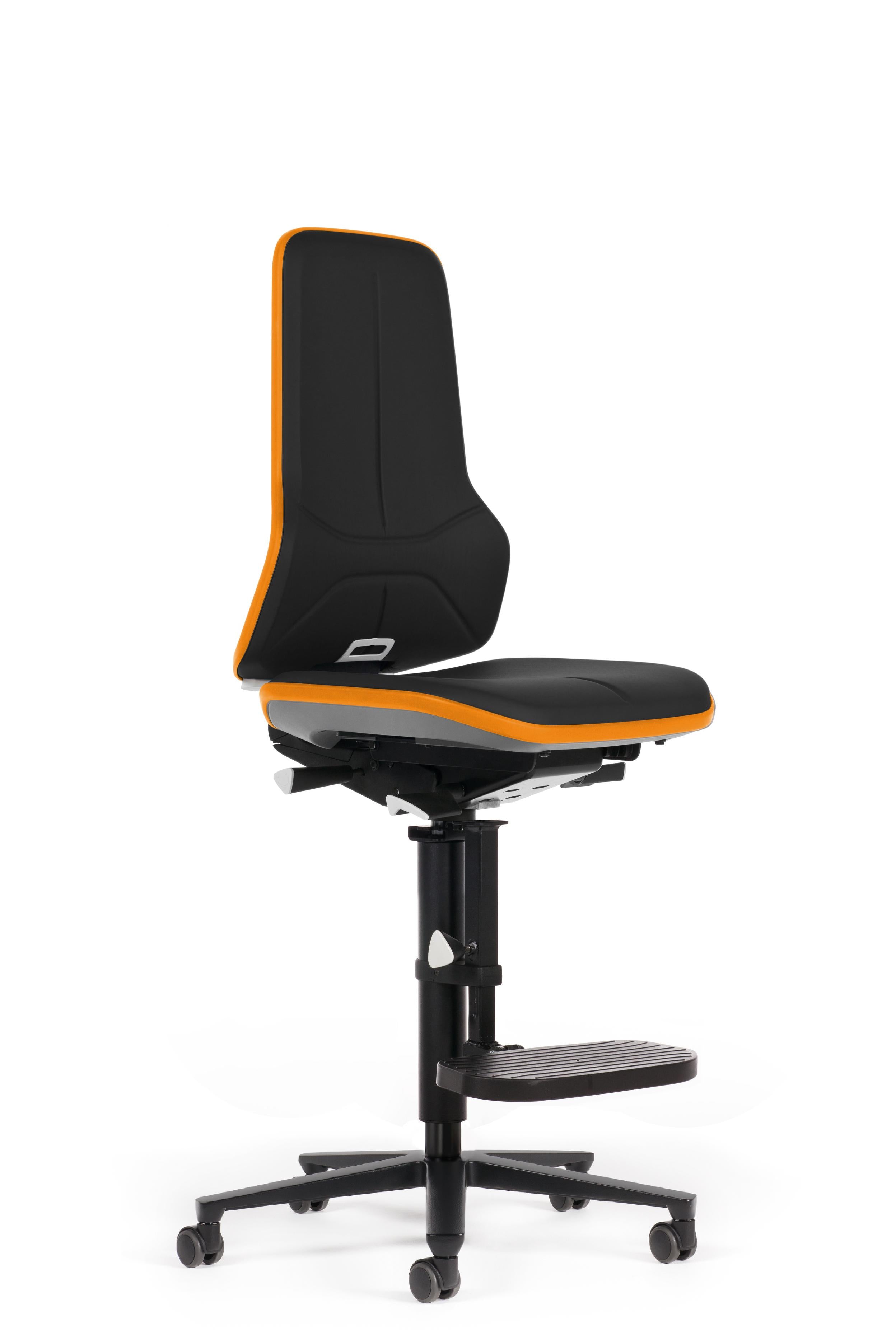Neon 3 work chair, adustable footrest, black artificial leather