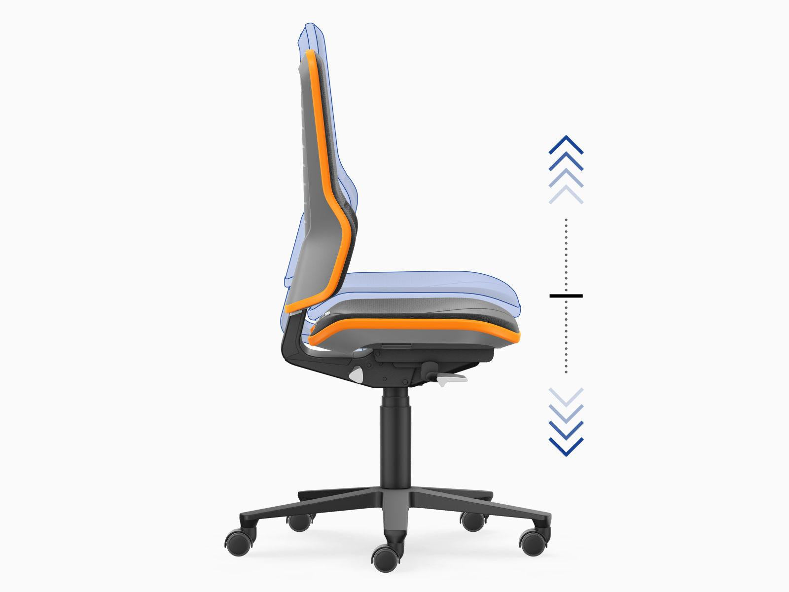 Neon 3 work chair, adustable footrest, black artificial leather