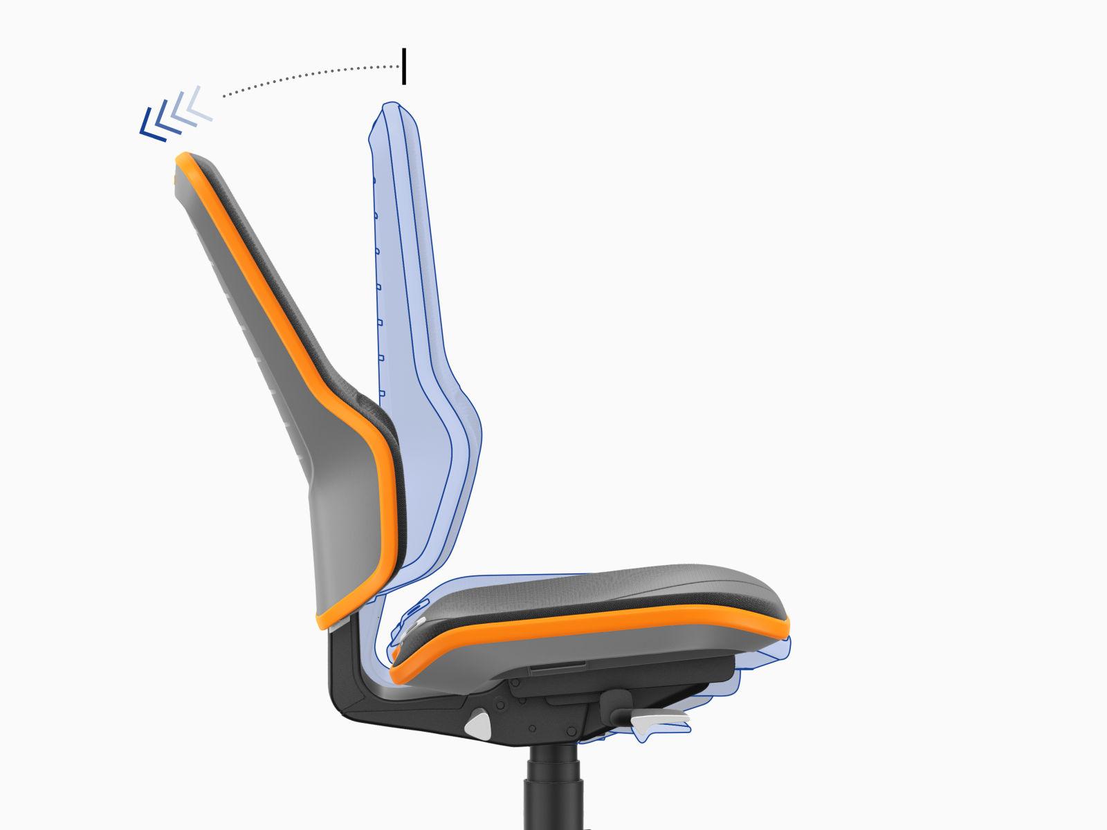 Neon 3 work chair, adustable footrest, black artificial leather