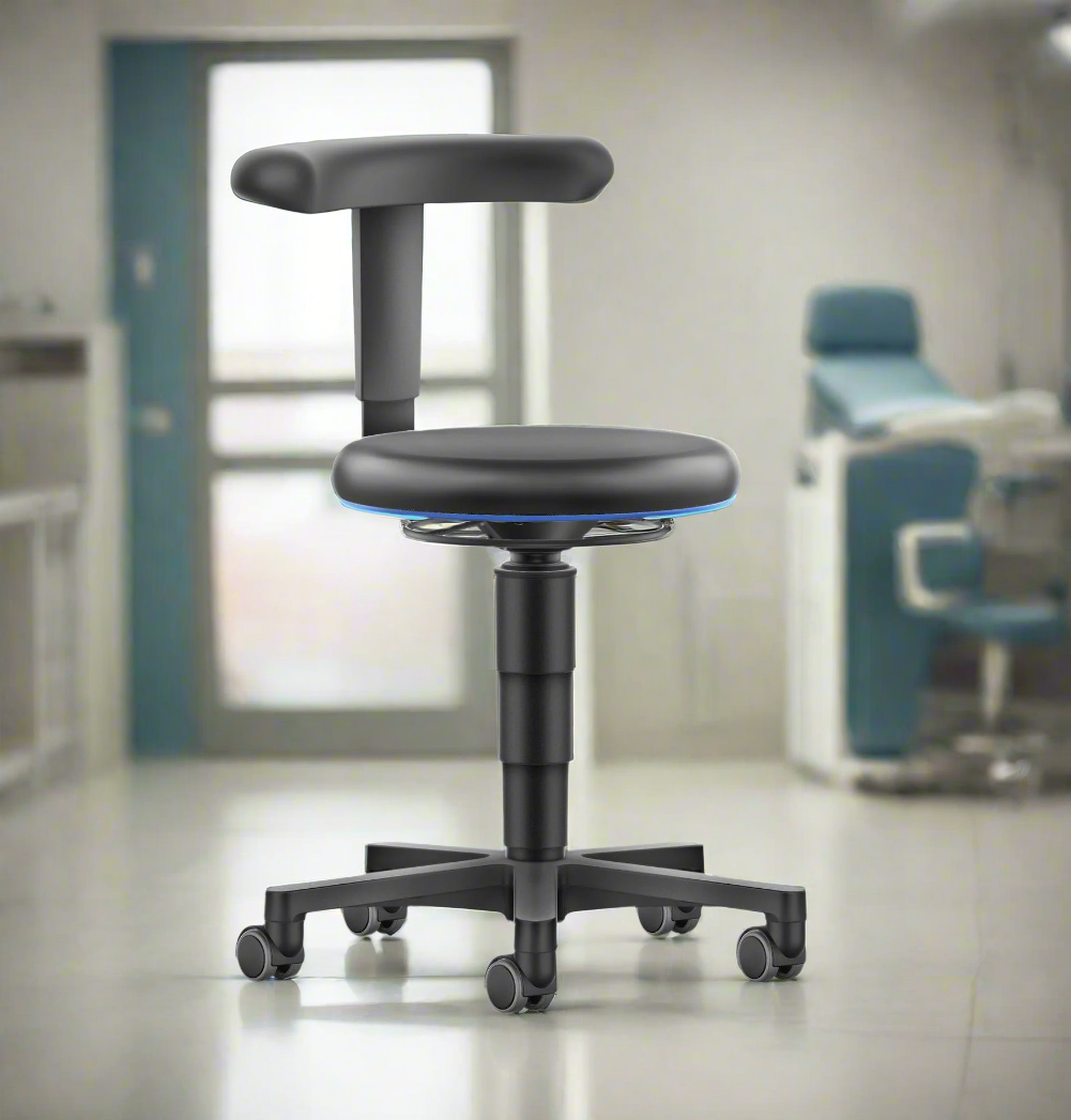 Stool - flex support, black artificial leather
