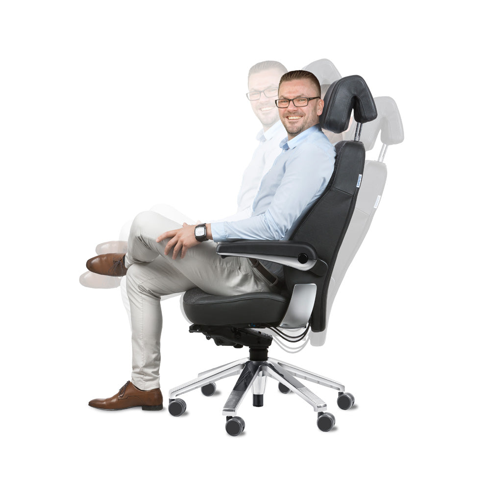 Svenstol® S5 150+ 24/7 control room chair - genuine leather upholstery