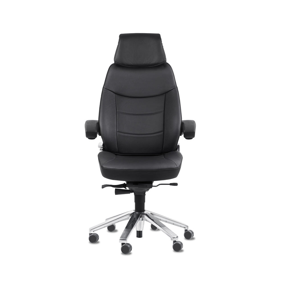 Svenstol® S5 150+ 24/7 control room chair - genuine leather upholstery