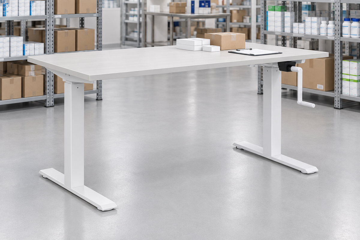ErgoFinland hand-crank desk frame, white