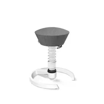 Swopper active chair in platinum grey wool blend with Aeris 3D technology, offering ergonomic comfort and movement flexibility.