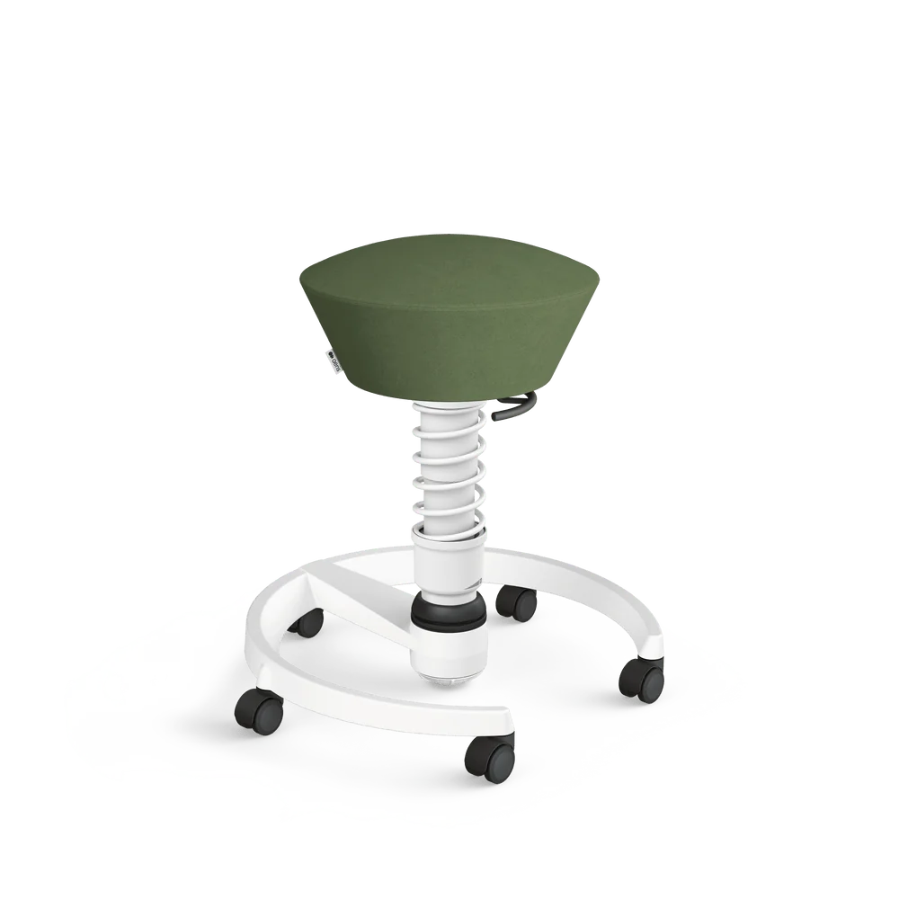 Swopper, green Comfort microfibre, white frame, castors