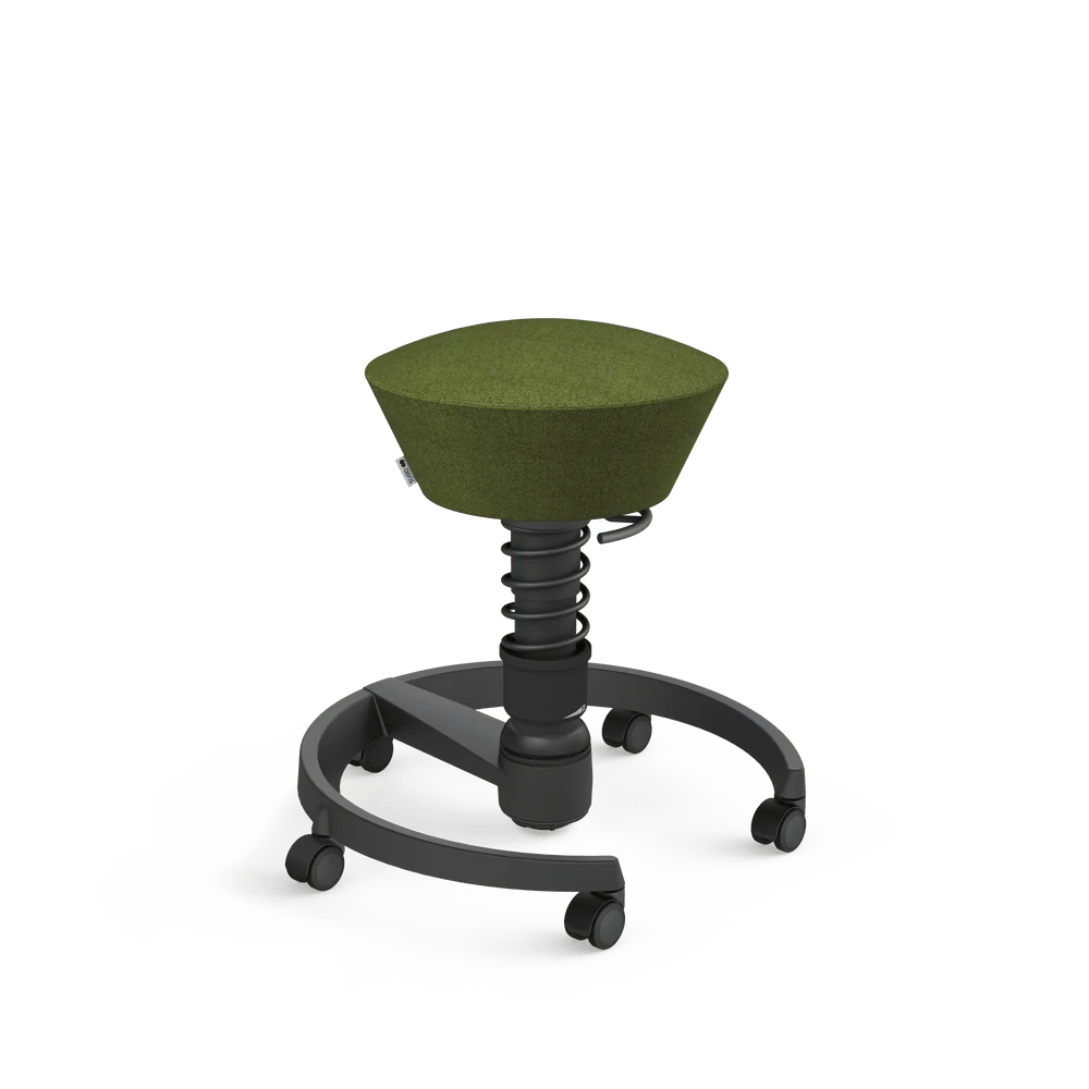 Swopper, green mélange Capture wool blend, black frame, castors