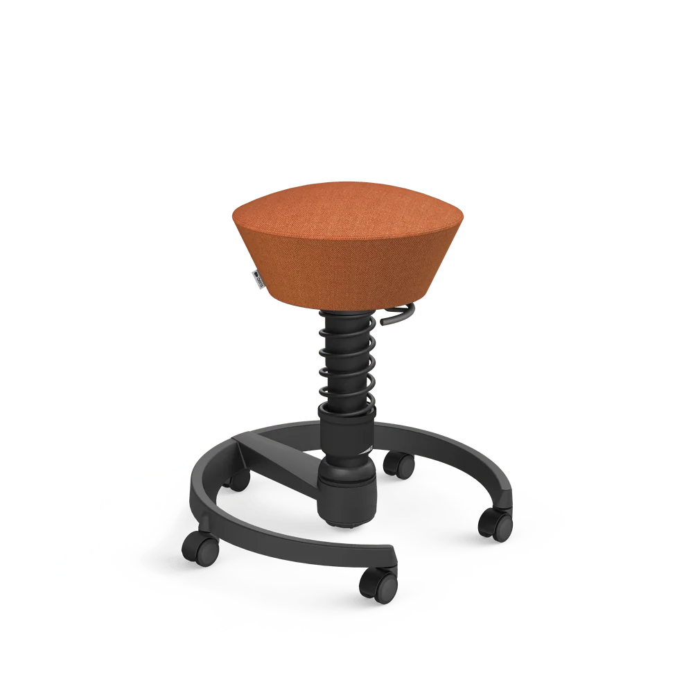 Swopper, orange-red mélange Capture wool blend, black frame, castors