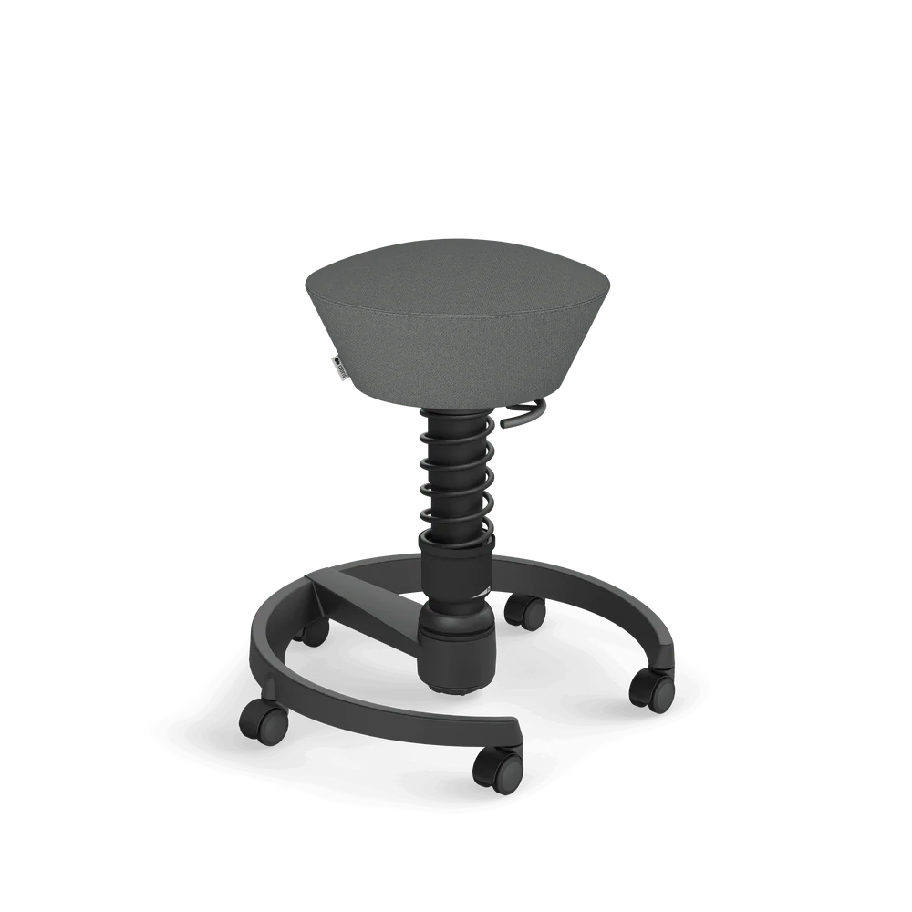 Swopper, grey mélange Cura recycled polyester, black frame, castors