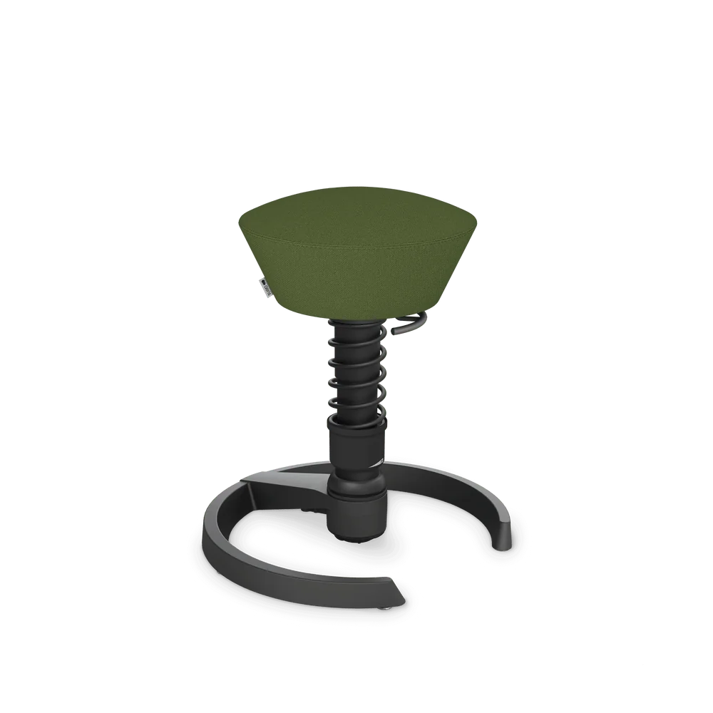 Swopper, fern green mélange Cura recycled polyester, black frame, glides