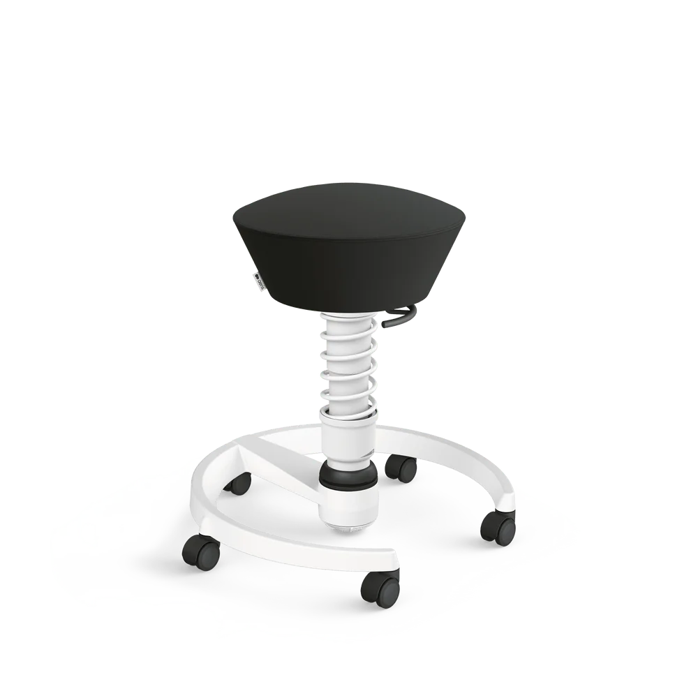 Swopper, black Uruguay artificial leather, white frame, castors