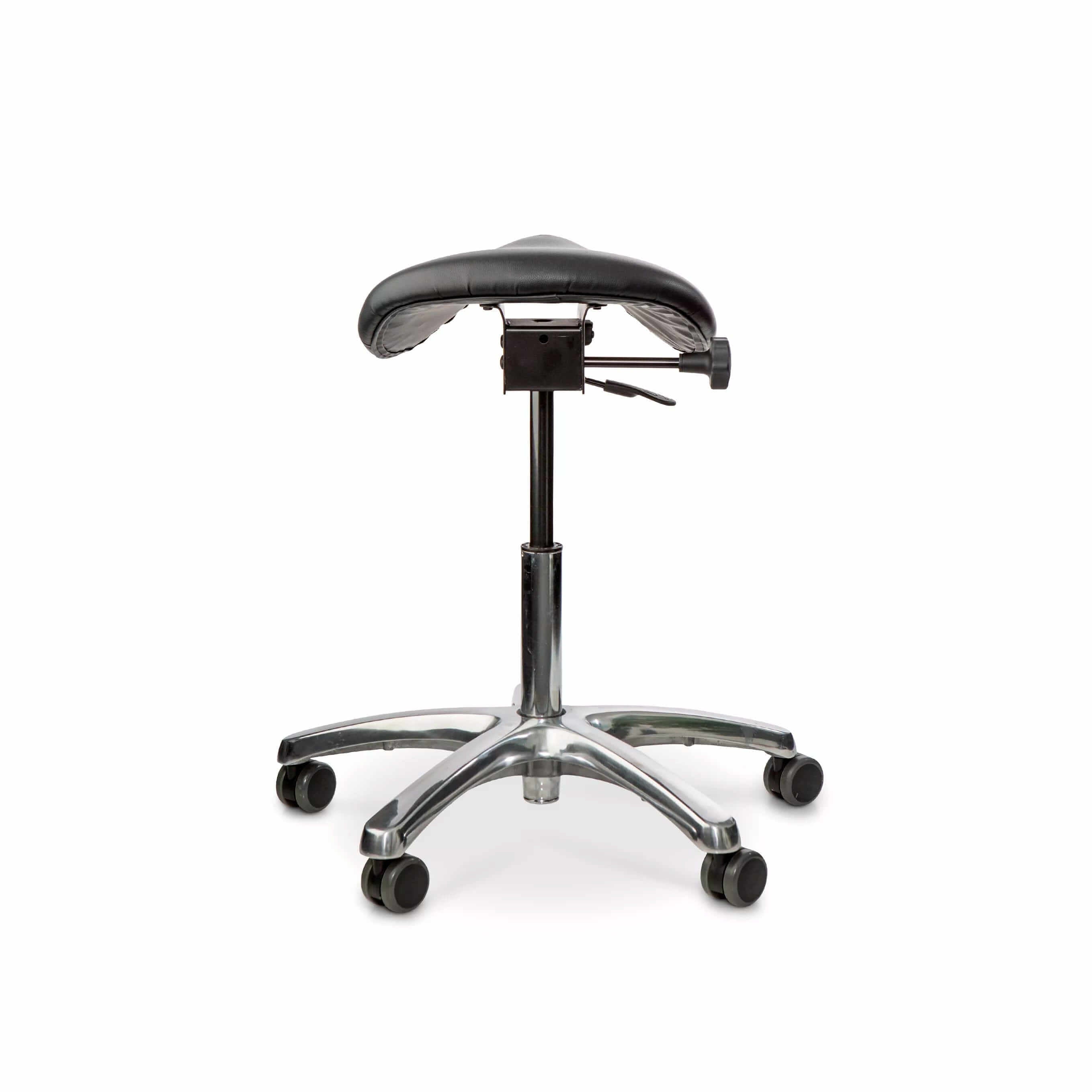 Matti black saddle chair with swing mechanism and ergonomic design for healthy posture and comfort