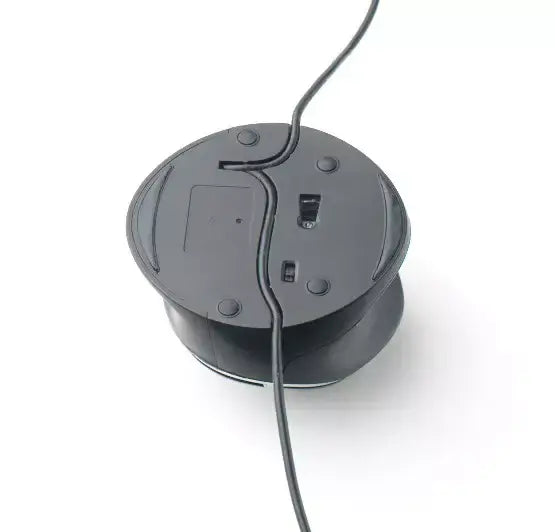 Bottom view of OysterMouse showing cable connection and adjustable angle feature for ergonomic use