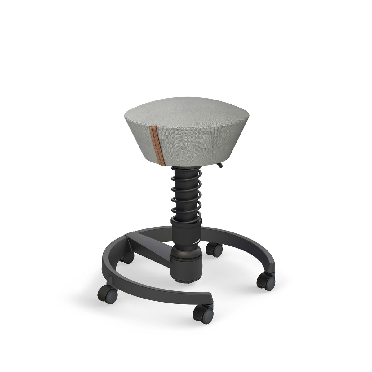 Swopper active chair, light grey Musa fabric, black base, castors