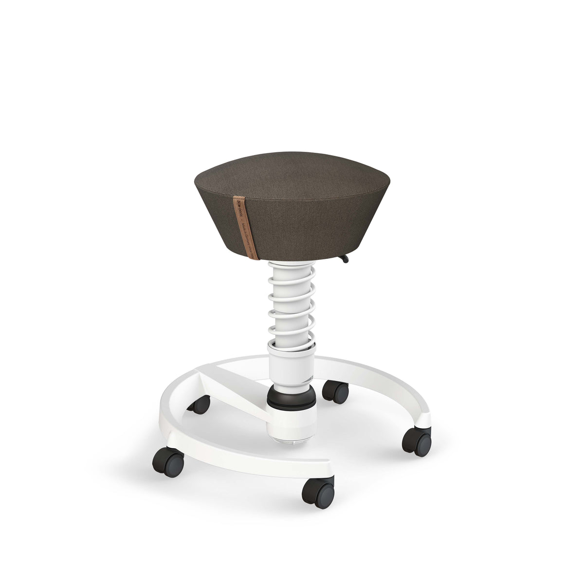 Swopper active chair, dark grey Musa fabric, white base, castors