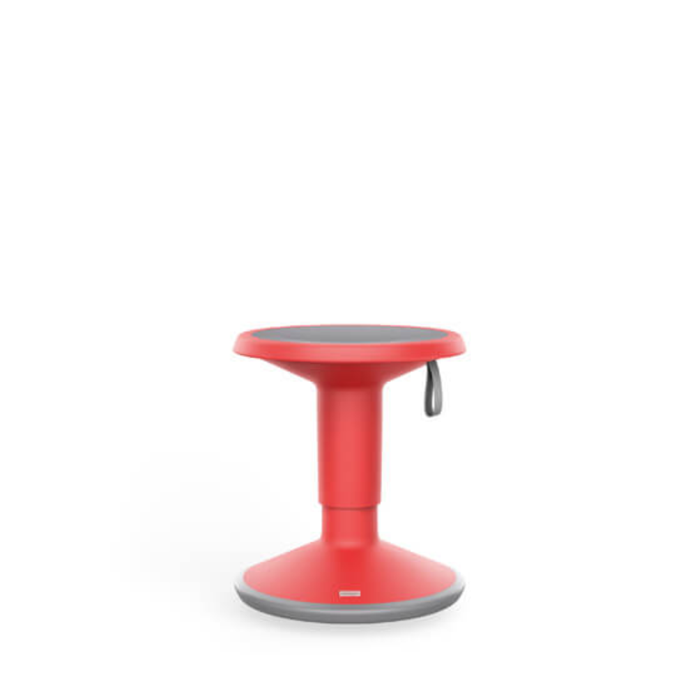 Red UPis1 90 Junior stool with ergonomic design, featuring 360-degree rotation and height adjustment for versatile seating.