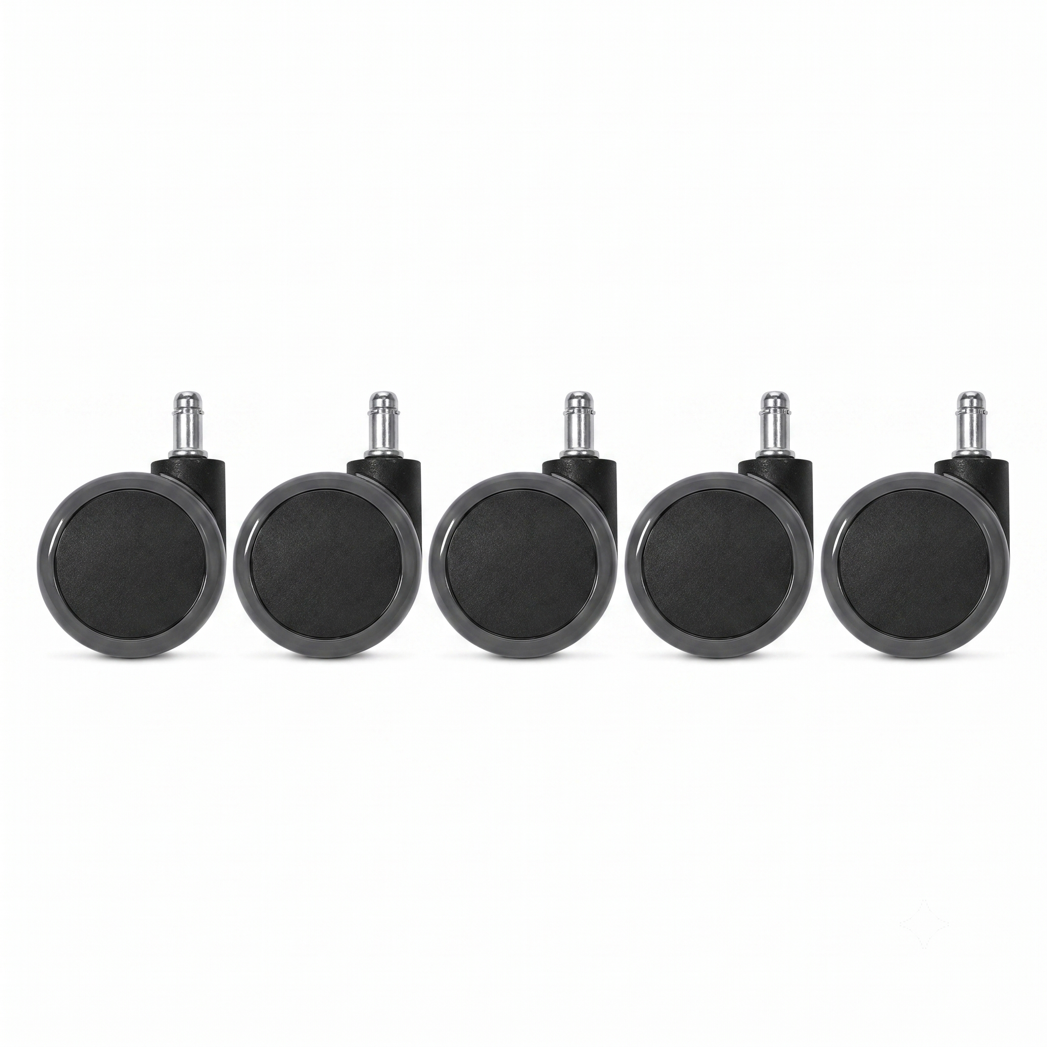 Office Chair Caster Set 60 mm, Soft Tread, 11 mm Stem (Set of 5)