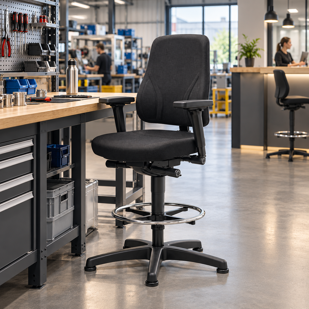Bimos All-In-One Trend 3 work chair, black fabric, 4D armrests