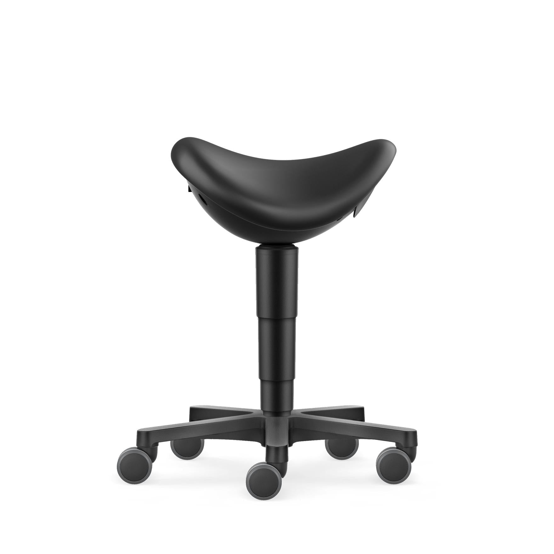 Stool saddle chair, black artificial leather