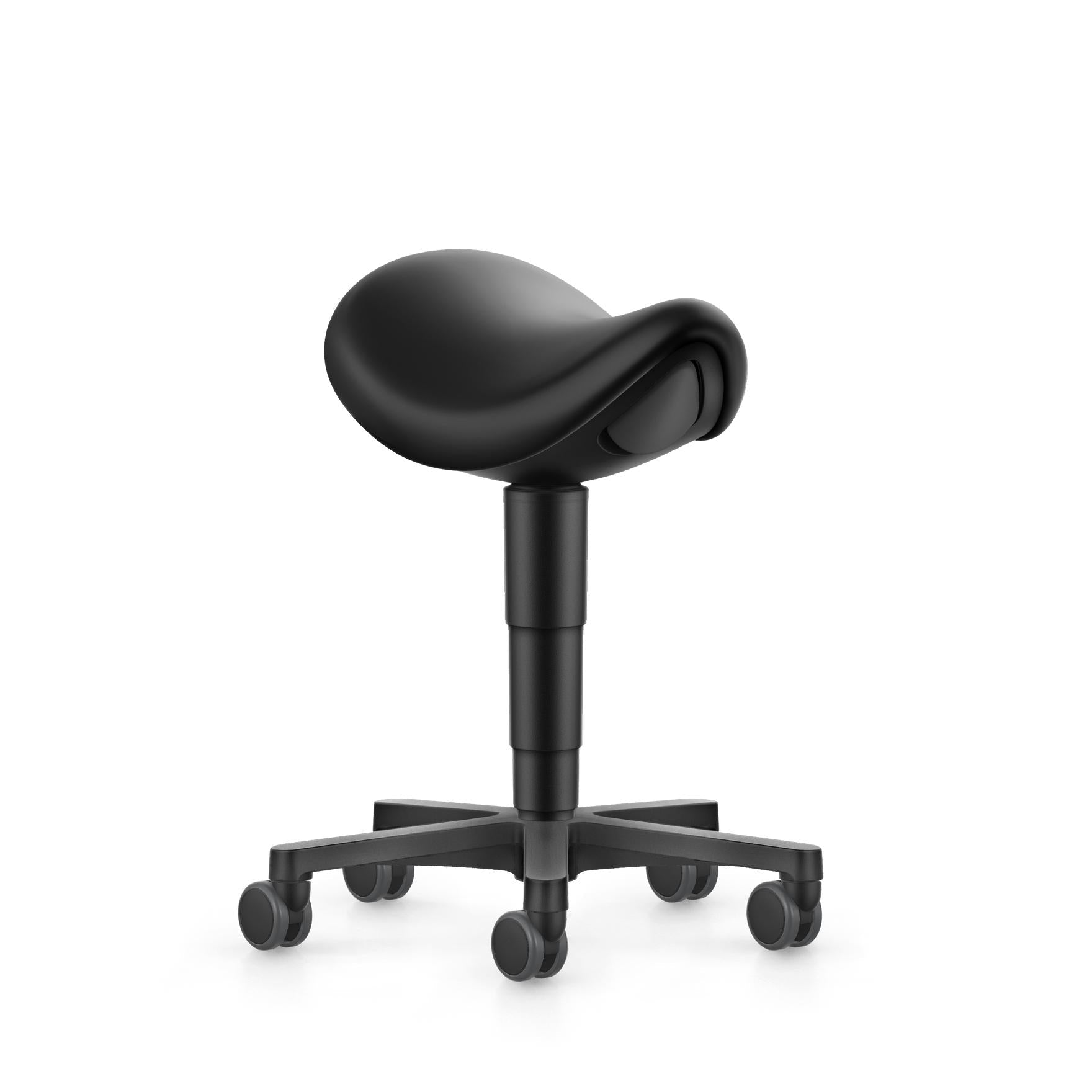 Stool saddle chair, black artificial leather