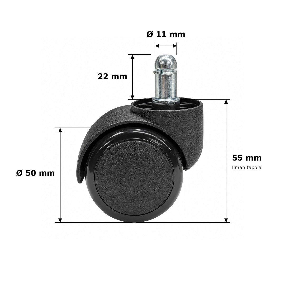 Chair castor set 50 mm, black (5 pcs)