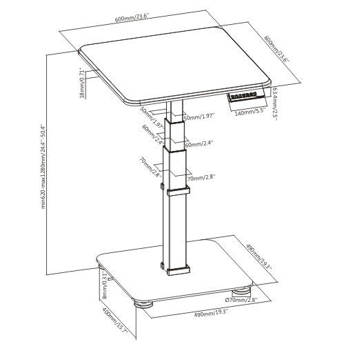 GetUpDesk Single electric table, black