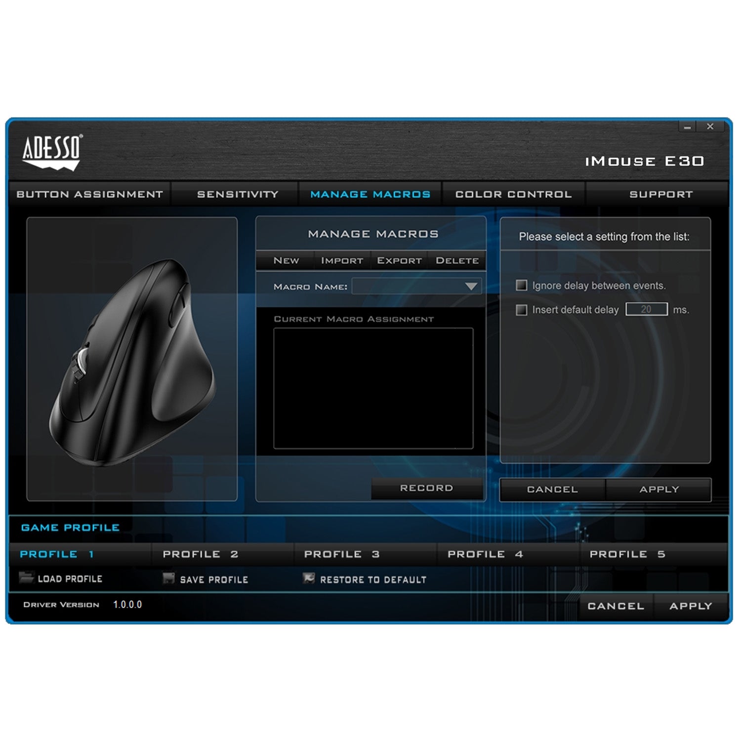 iMouse E30 programmable vertical mouse right, wireless