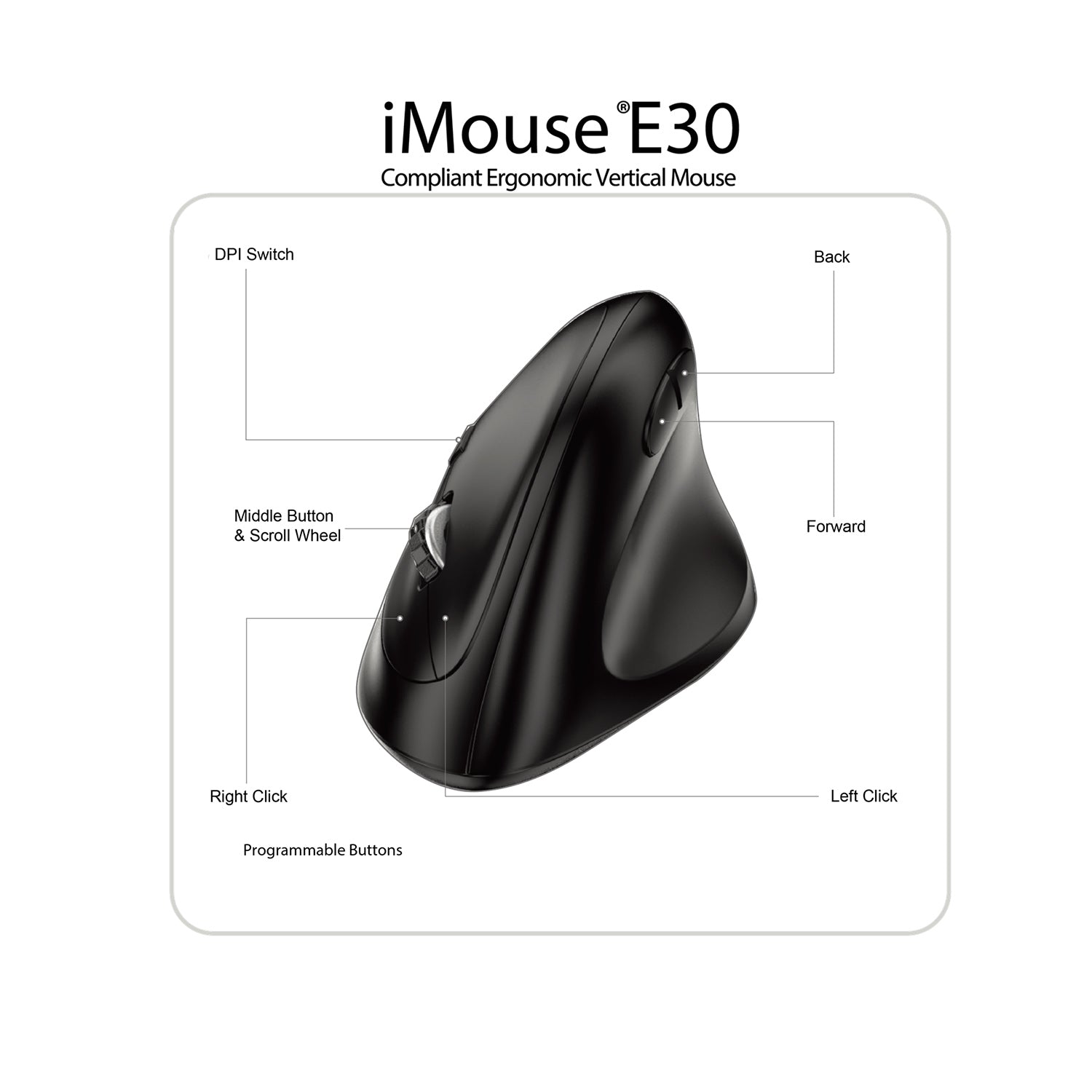 iMouse E30 programmable vertical mouse right, wireless