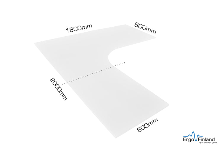 Table top (corner) 1600x2000mm 80/60mm, white