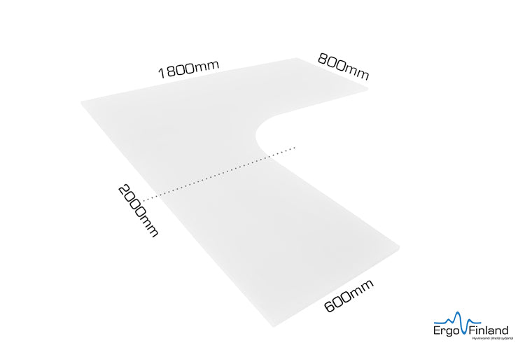 Table top (corner) 1800x2000mm 80/60mm, white