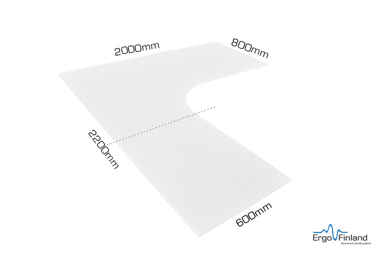 Table top (corner) 2000x2200mm 80/60mm, white