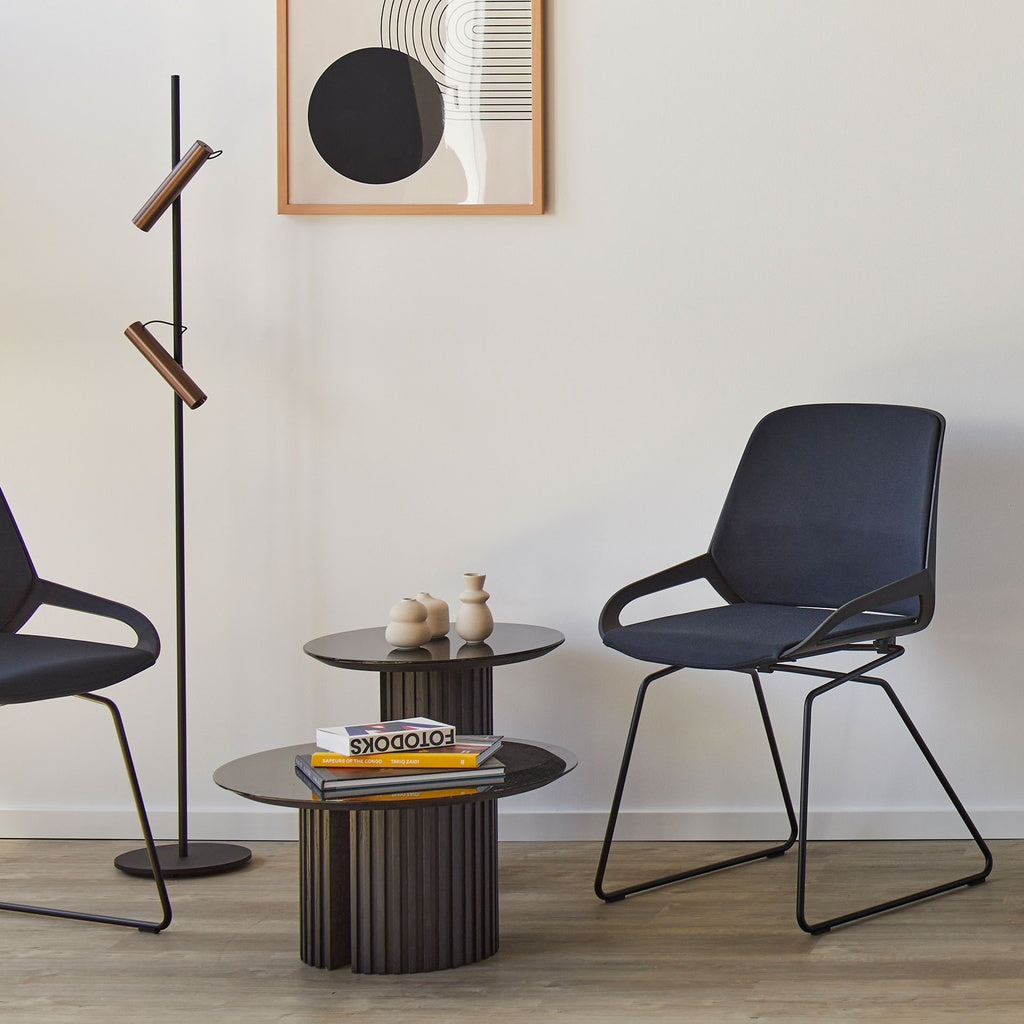 Numo Comfort skid base, black Cura fabric seat