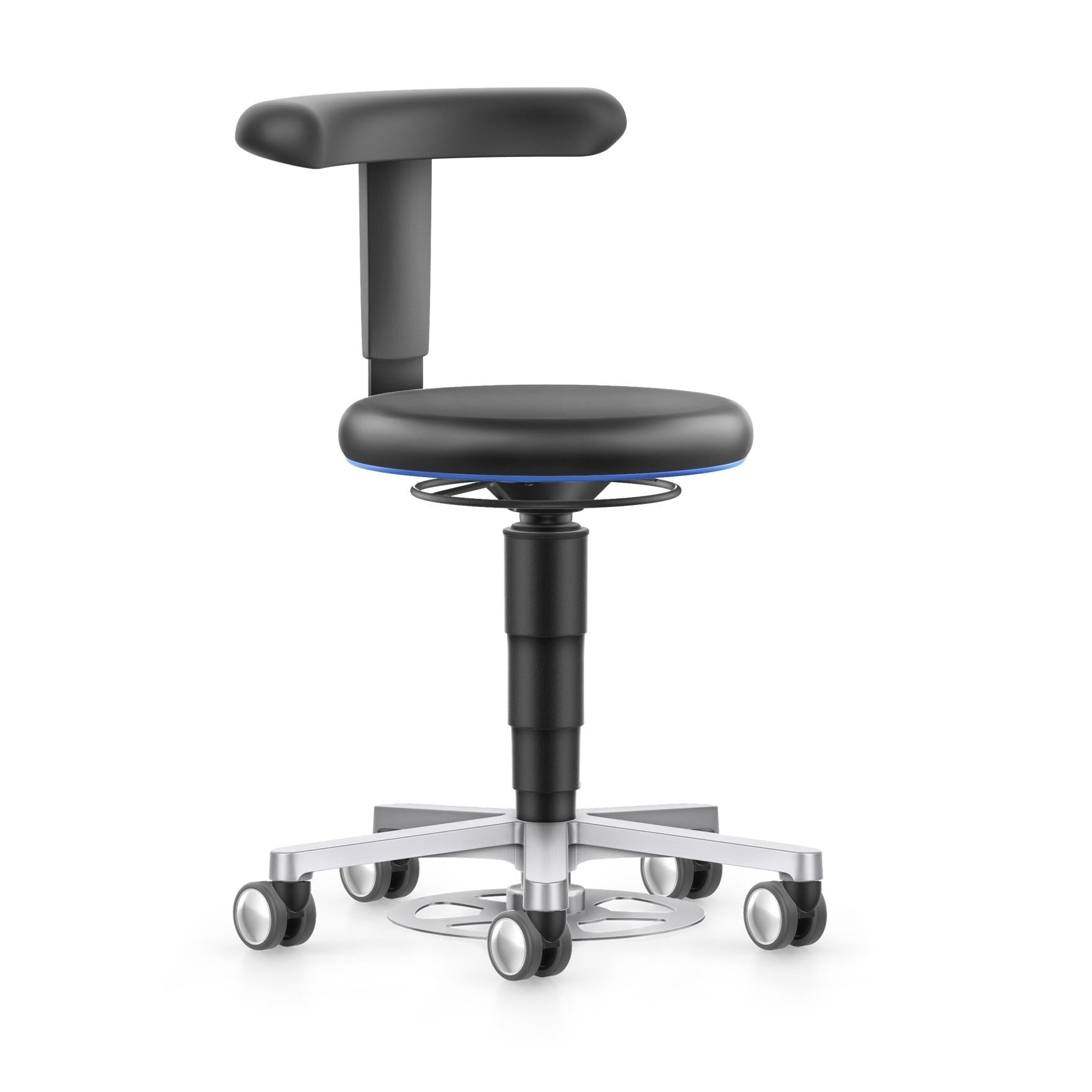 Stool work chair, synthetic leather, foot control – adjustable backrest
