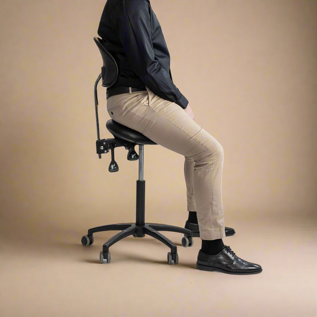 Lenni saddle chair with back support, artificial leather