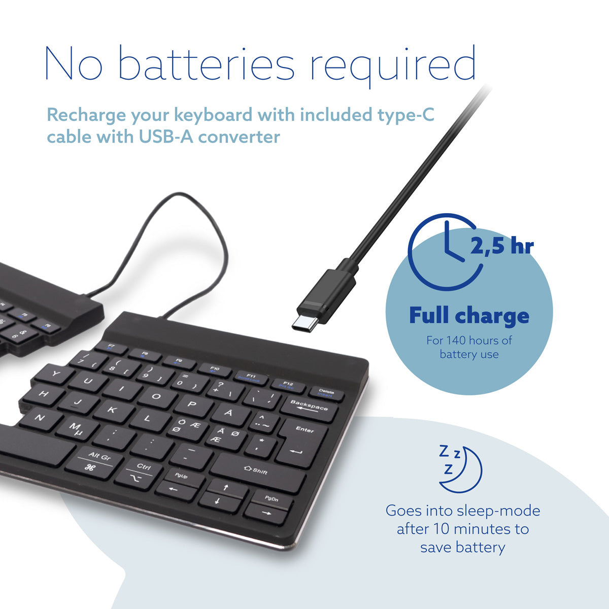 Ergo-R Black, split mini keyboard - Bluetooth