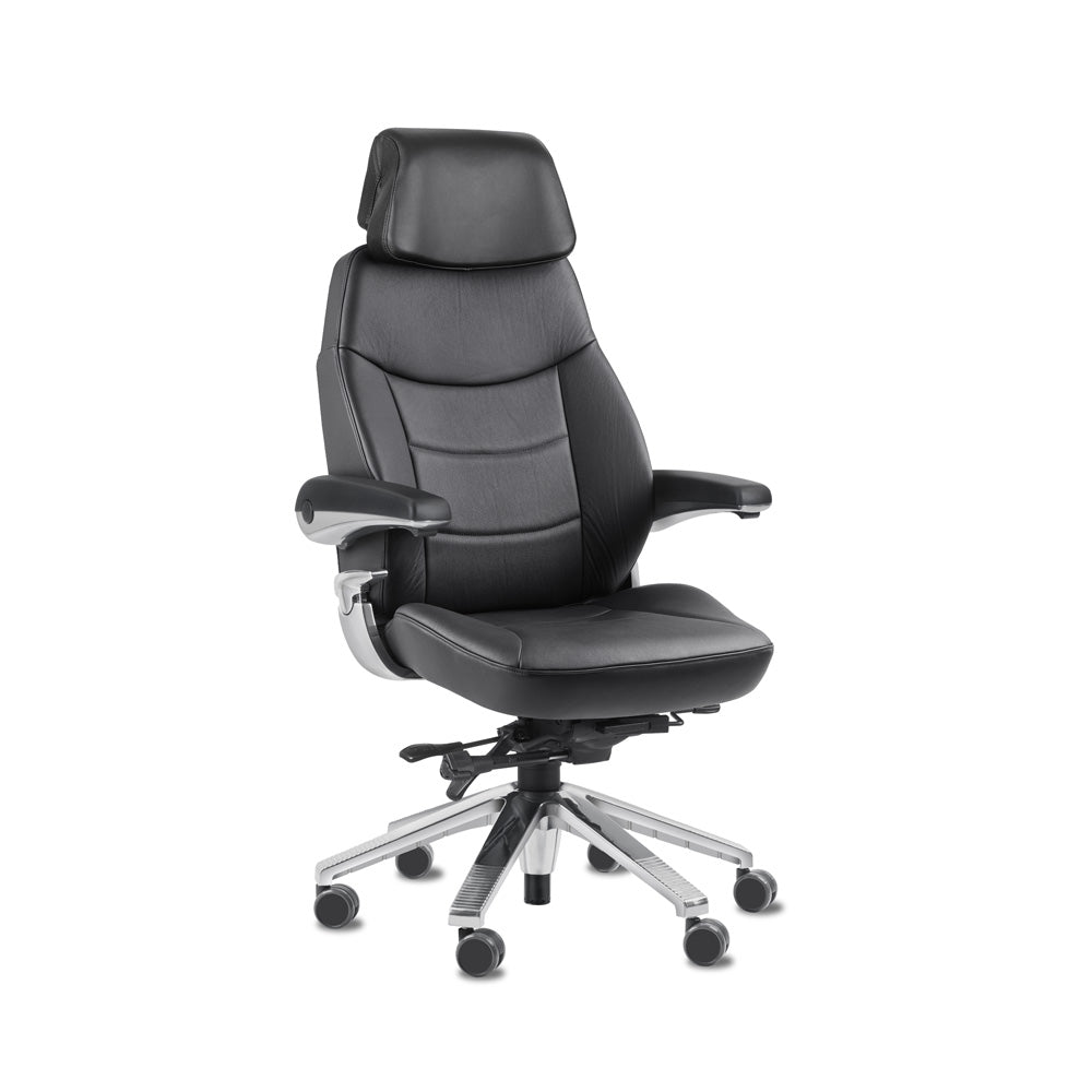 Svenstol® S5 150+ 24/7 control room chair - genuine leather upholstery