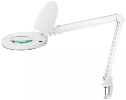 Magnifying glass lamp with table clamp, white