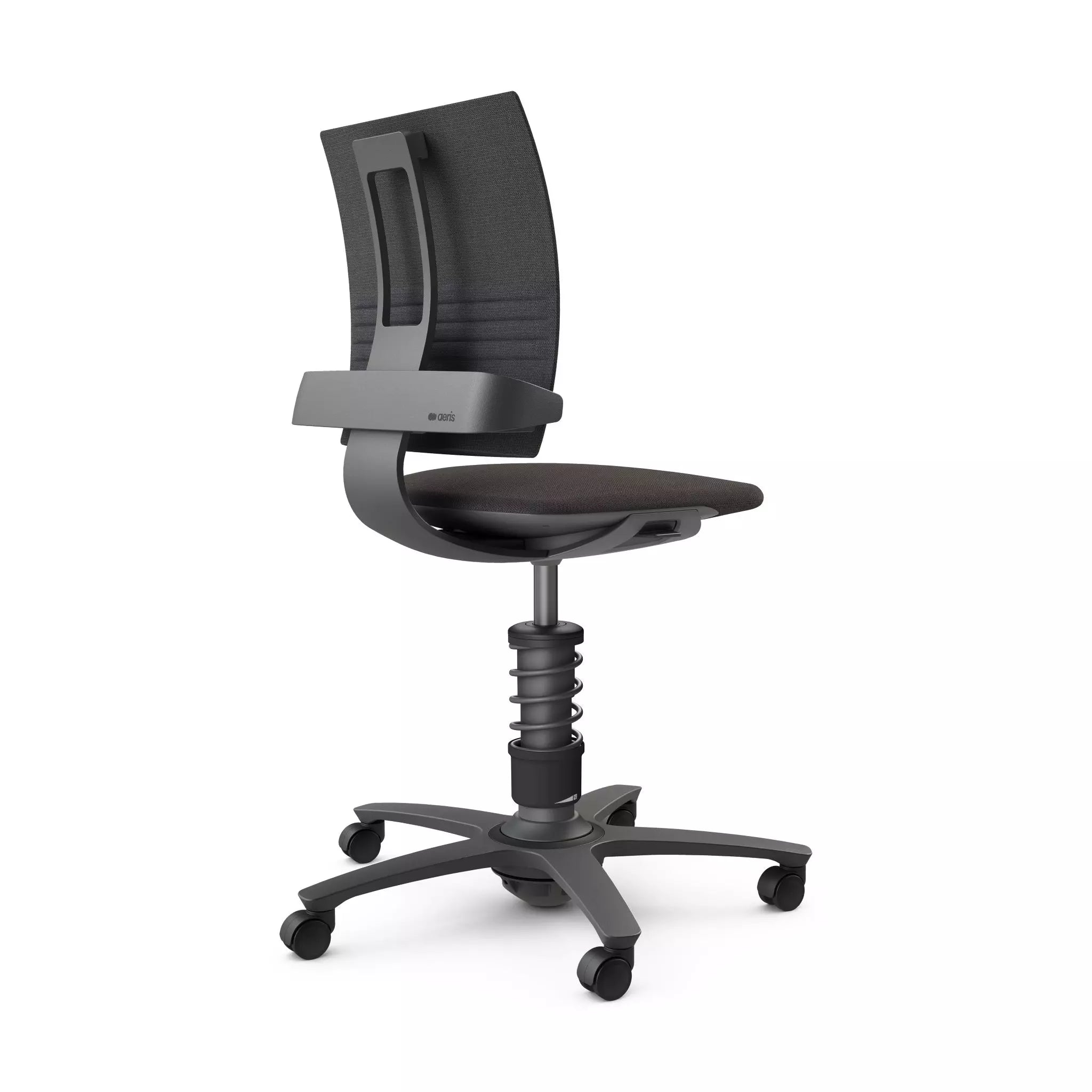 Black 3Dee active work chair with 3D movement mechanism and ergonomic design.